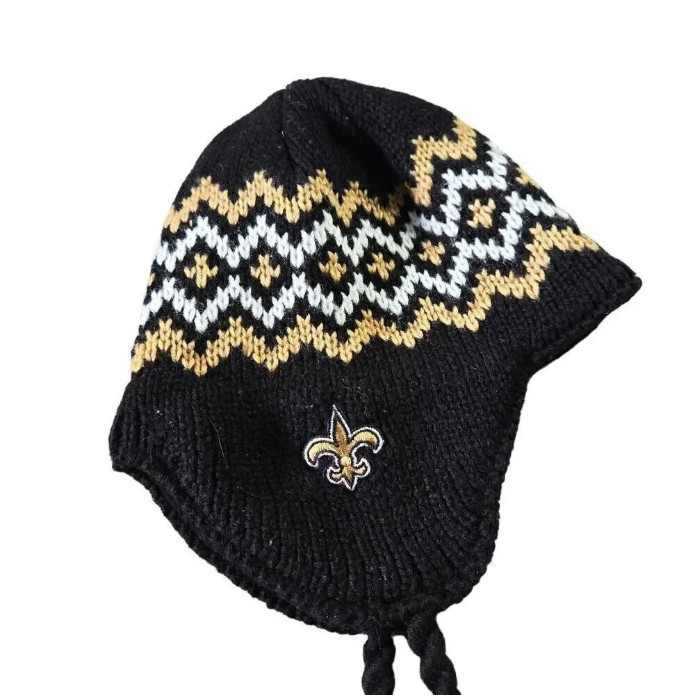 Boys and Girls Black and Gold New Orleans Saints Jacquard Tassel Knit Hat OS you